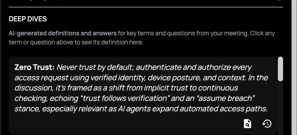 Get clarity without interrupting the meeting screenshot